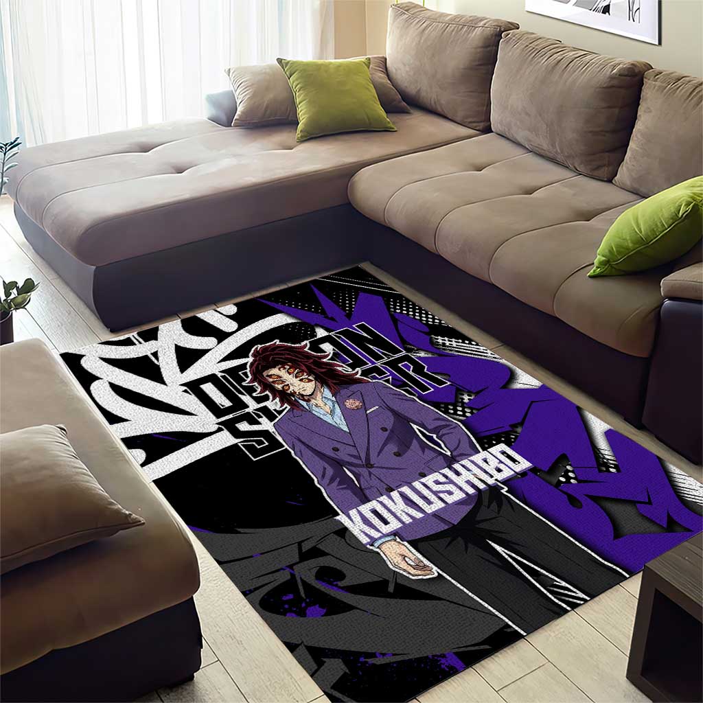 Kokushibo Demon Slayer Area Rug Purple & Black Graffiti Anime