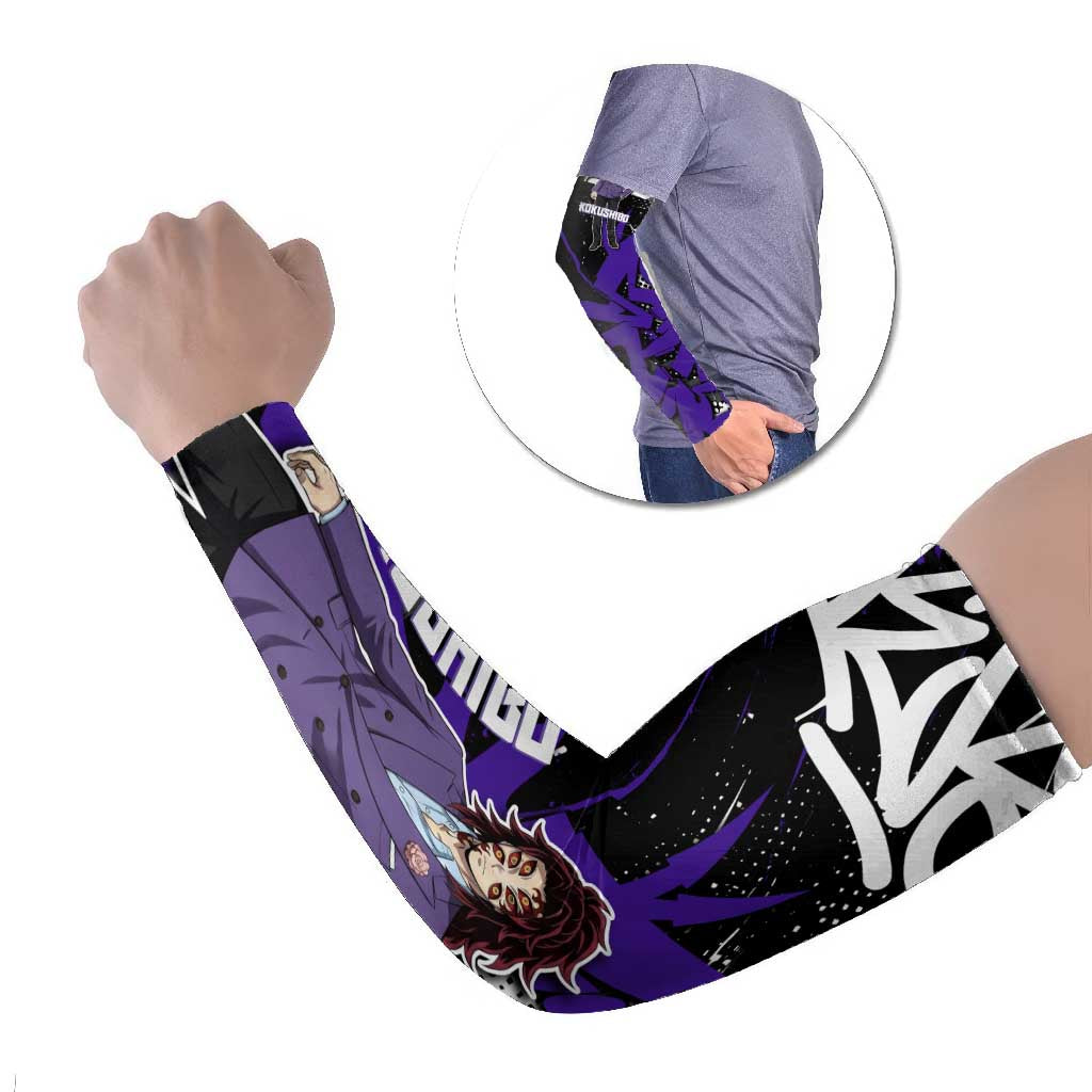 Kokushibo Demon Slayer Arm Sleeves Purple & Black Graffiti Anime