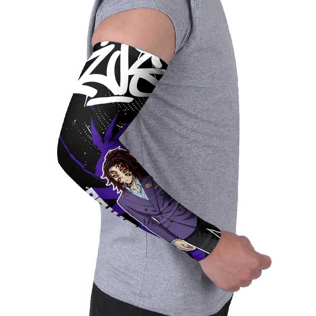 Kokushibo Demon Slayer Arm Sleeves Purple & Black Graffiti Anime