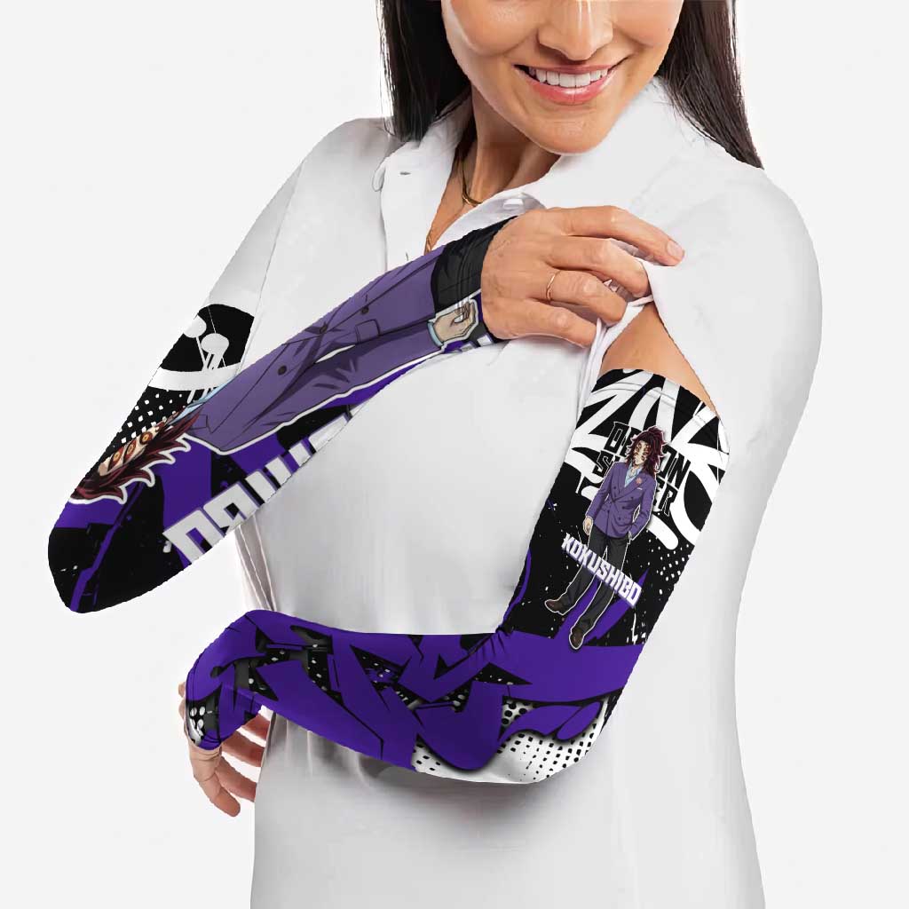 Kokushibo Demon Slayer Arm Sleeves Purple & Black Graffiti Anime