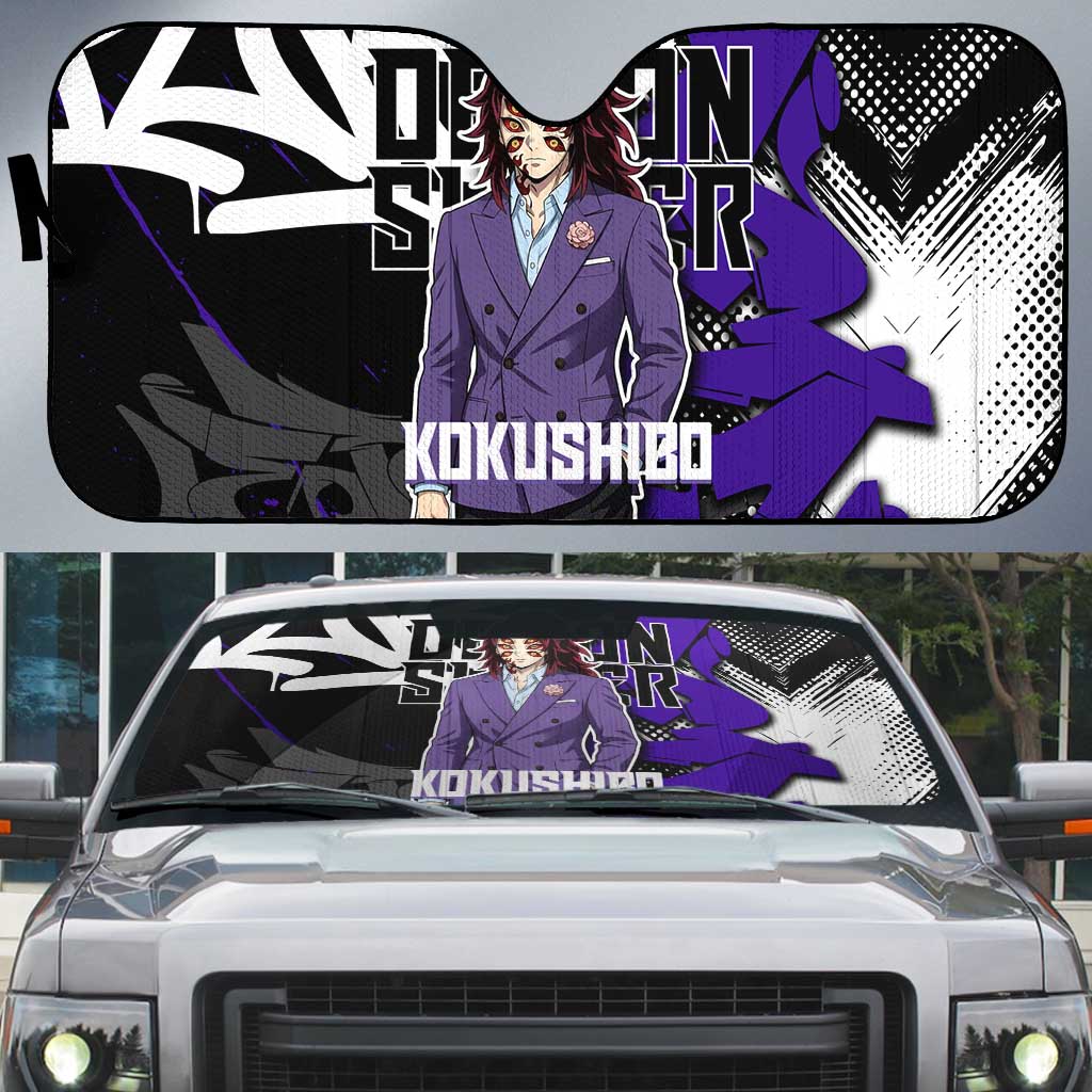 Kokushibo Demon Slayer Auto Sun Shade Purple & Black Graffiti Anime