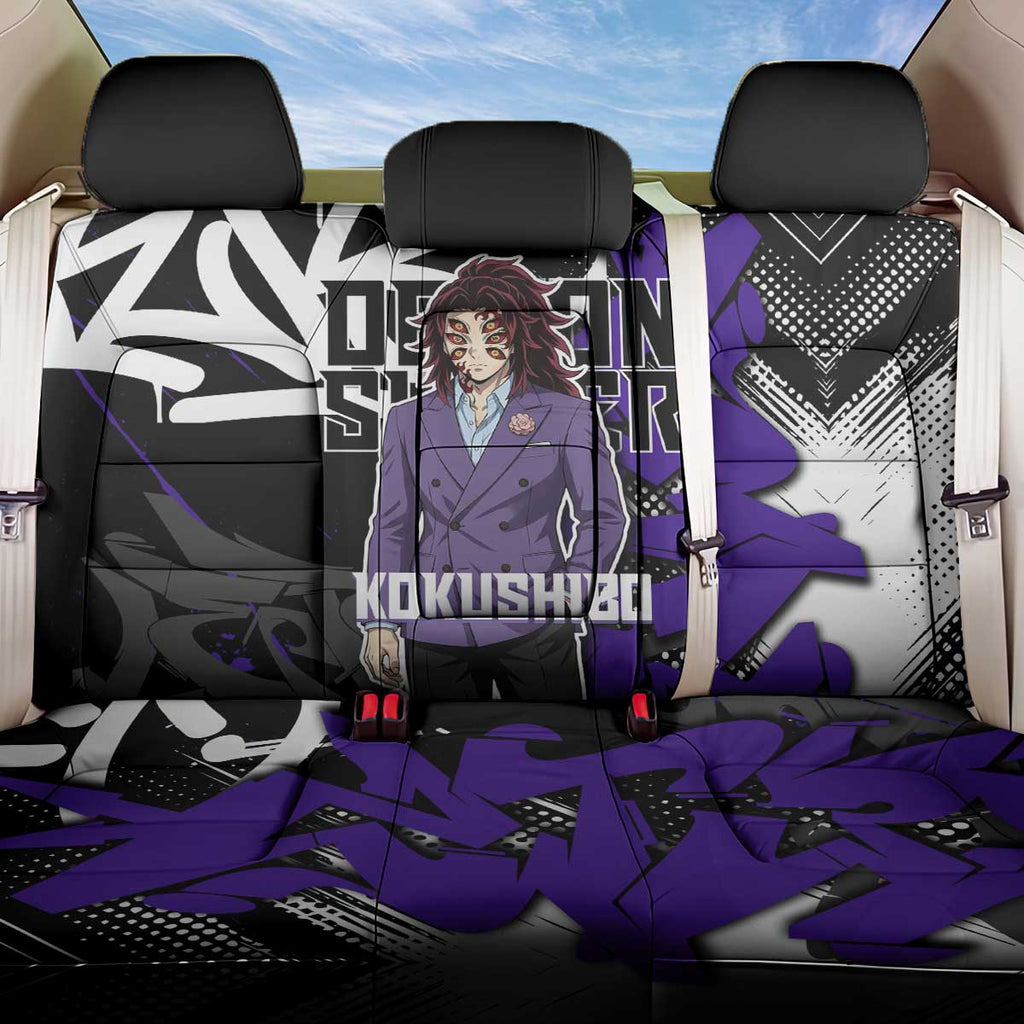 Kokushibo Demon Slayer Back Car Seat Cover Purple & Black Graffiti Anime