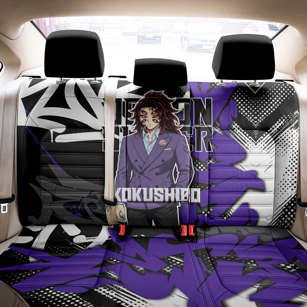 Kokushibo Demon Slayer Back Car Seat Cover Purple & Black Graffiti Anime
