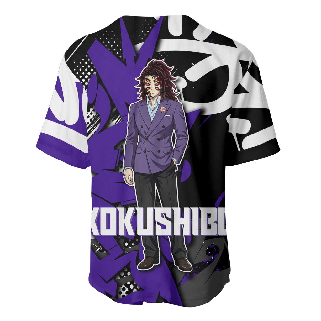Kokushibo Demon Slayer Baseball Jersey Purple & Black Graffiti Anime