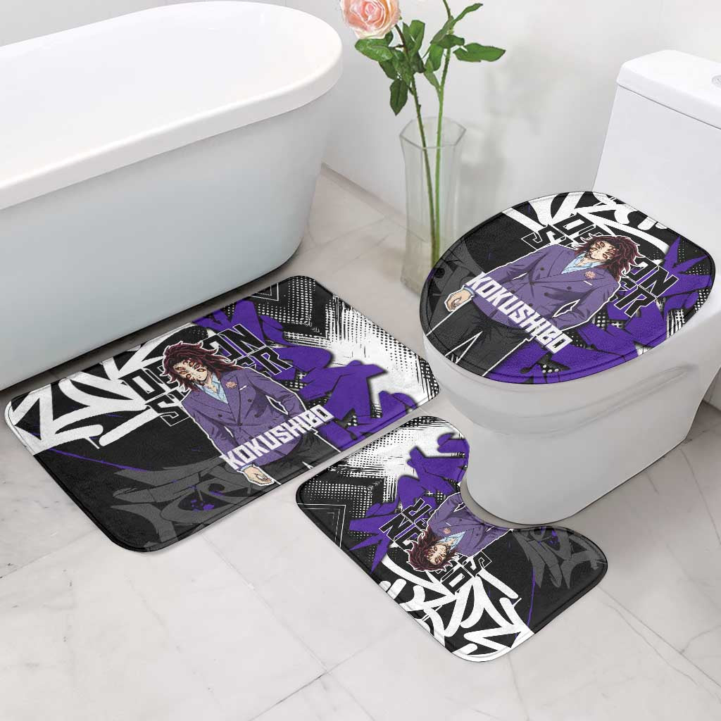 Kokushibo Demon Slayer Bathroom Set Purple & Black Graffiti Anime
