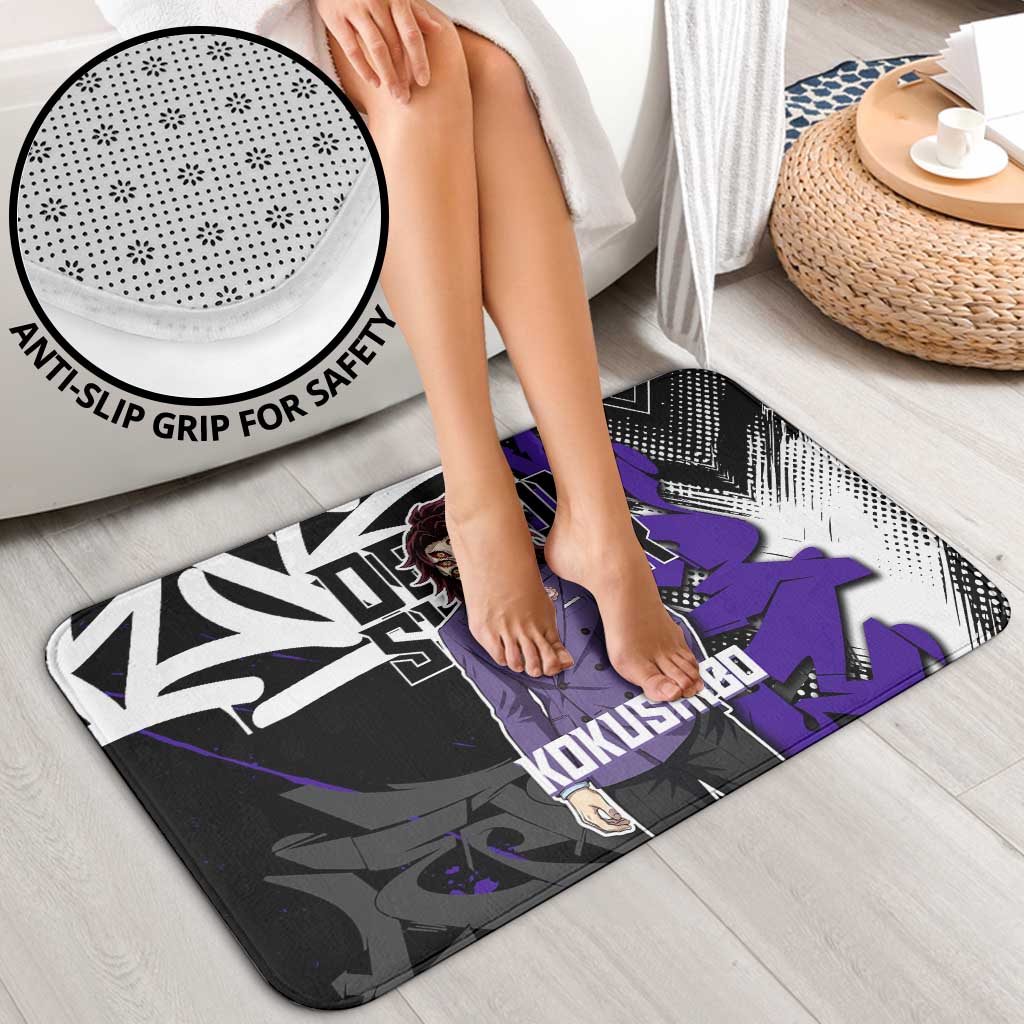 Kokushibo Demon Slayer Bathroom Set Purple & Black Graffiti Anime