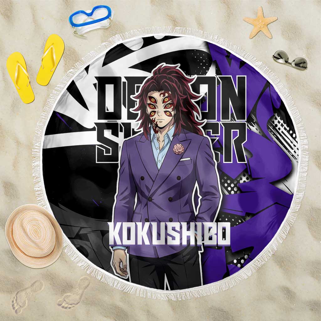 Kokushibo Demon Slayer Beach Blanket Purple & Black Graffiti Anime