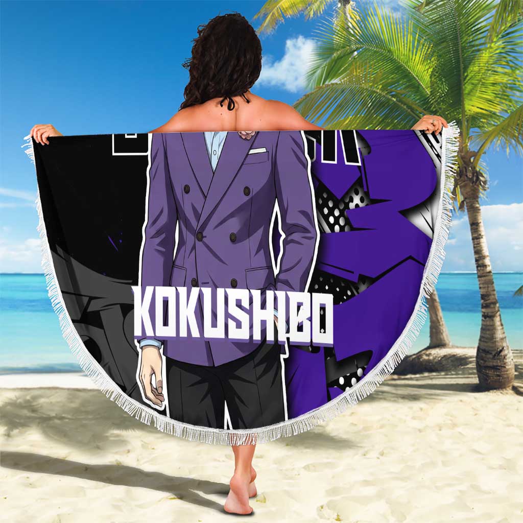 Kokushibo Demon Slayer Beach Blanket Purple & Black Graffiti Anime