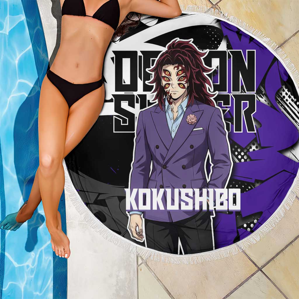 Kokushibo Demon Slayer Beach Blanket Purple & Black Graffiti Anime