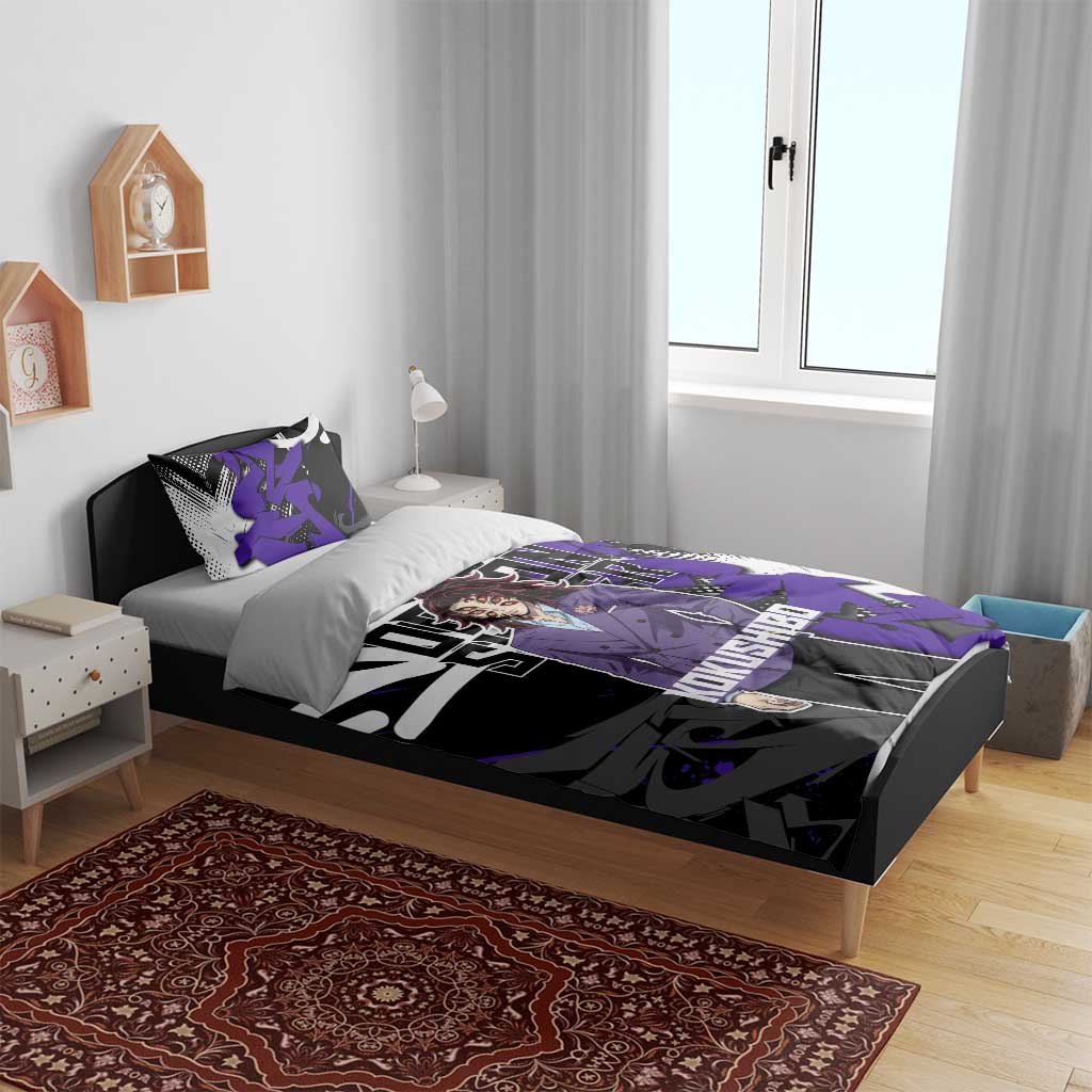 Kokushibo Demon Slayer Bedding Set Purple & Black Graffiti Anime