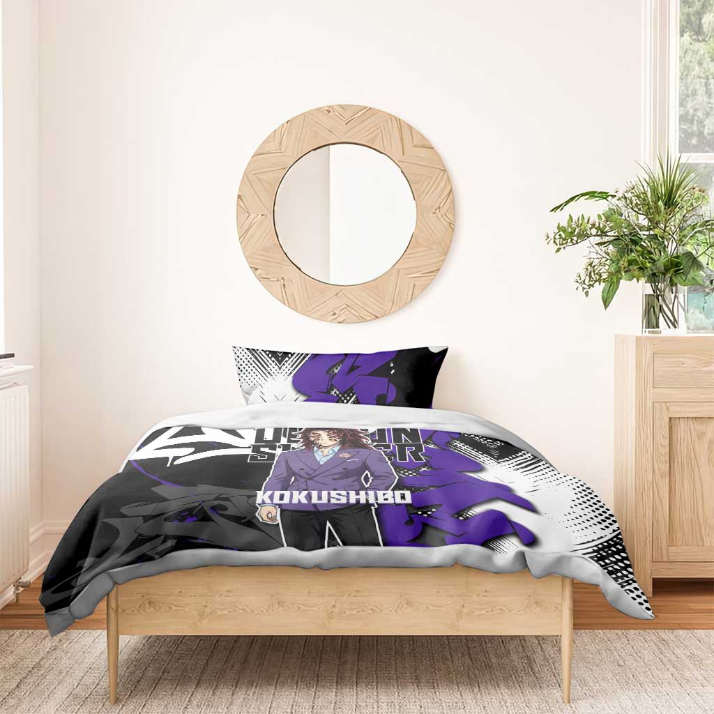 Kokushibo Demon Slayer Bedding Set Purple & Black Graffiti Anime