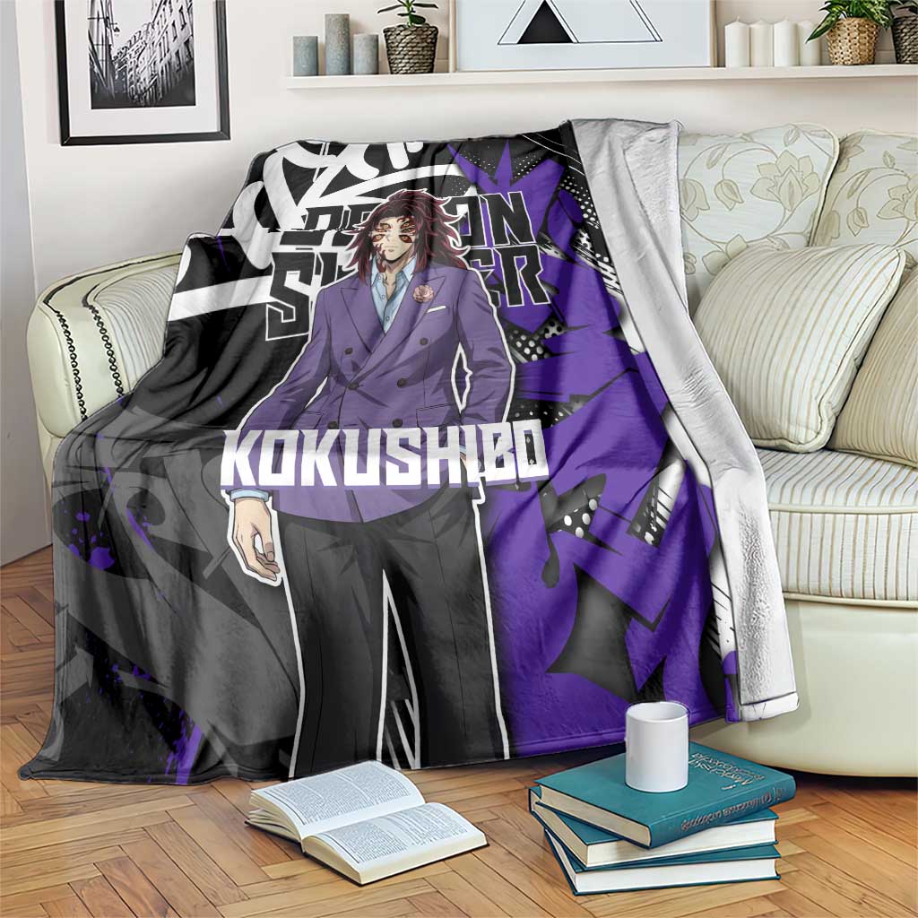 Kokushibo Demon Slayer Blanket Purple & Black Graffiti Anime