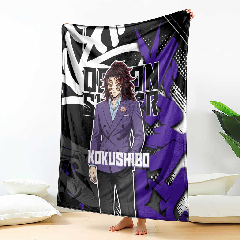 Kokushibo Demon Slayer Blanket Purple & Black Graffiti Anime