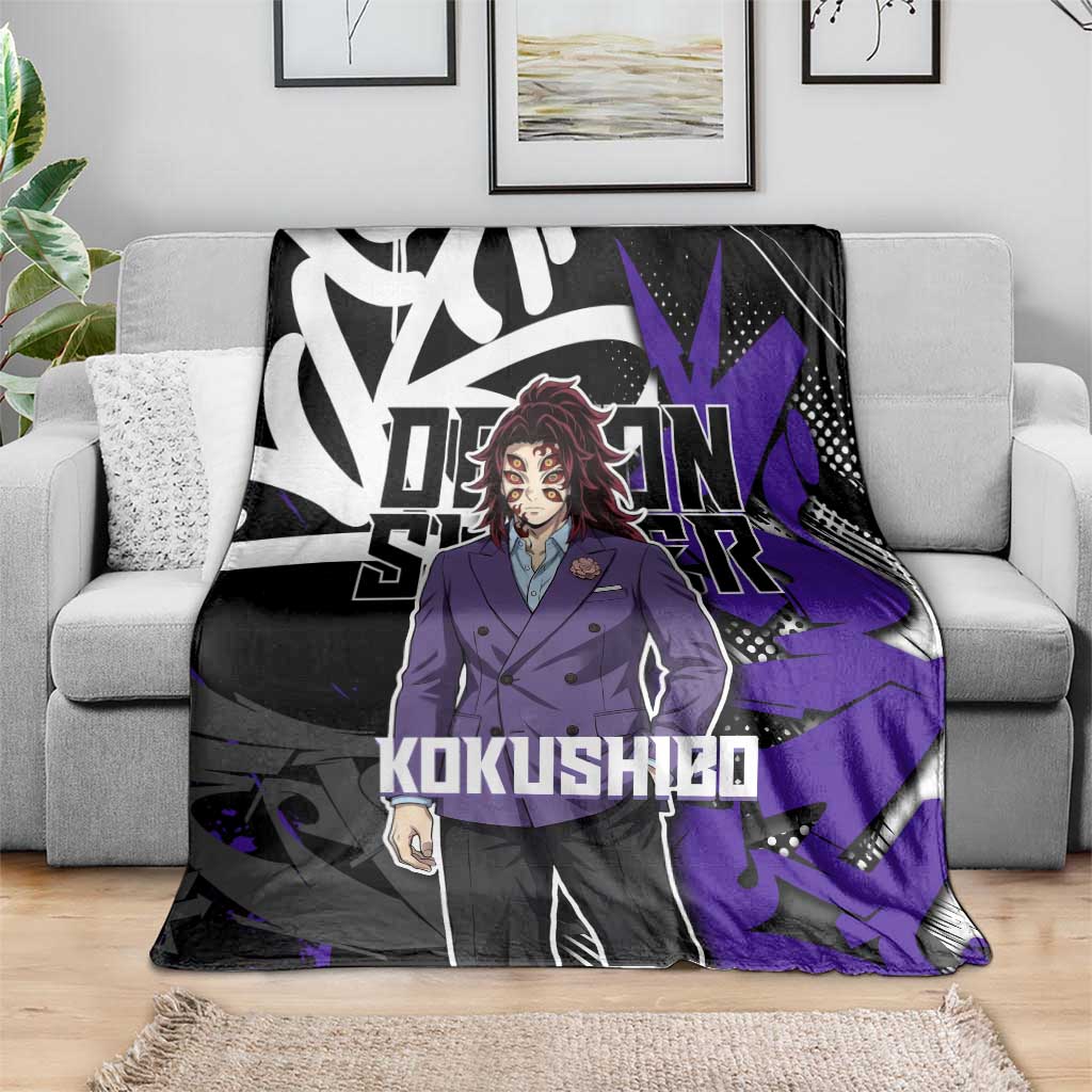 Kokushibo Demon Slayer Blanket Purple & Black Graffiti Anime