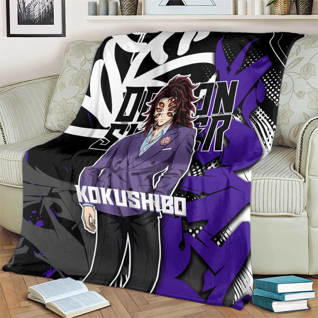 Kokushibo Demon Slayer Blanket Purple & Black Graffiti Anime