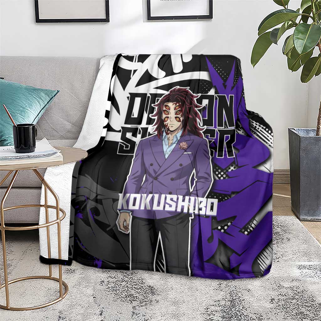 Kokushibo Demon Slayer Blanket Purple & Black Graffiti Anime