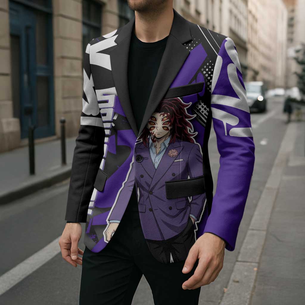 Kokushibo Demon Slayer Blazer Purple & Black Graffiti Anime