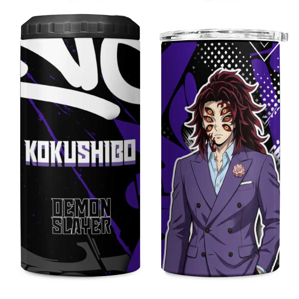 Kokushibo Demon Slayer 4 in 1 Can Cooler Tumbler Purple & Black Graffiti Anime
