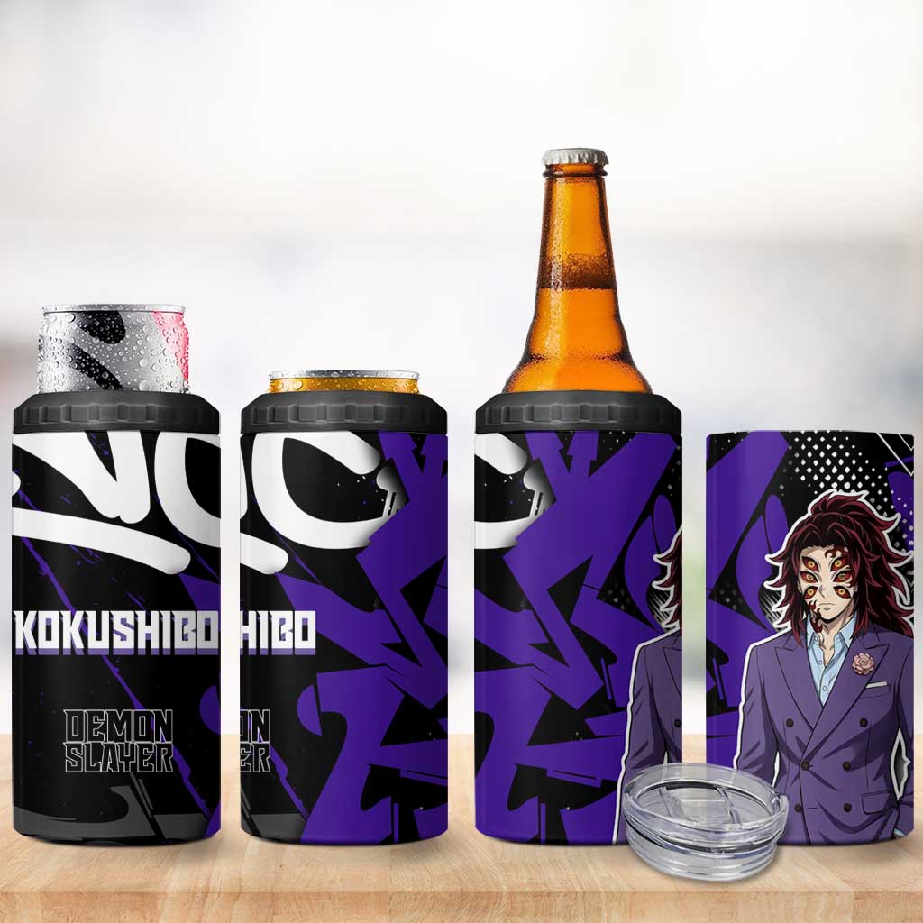 Kokushibo Demon Slayer 4 in 1 Can Cooler Tumbler Purple & Black Graffiti Anime