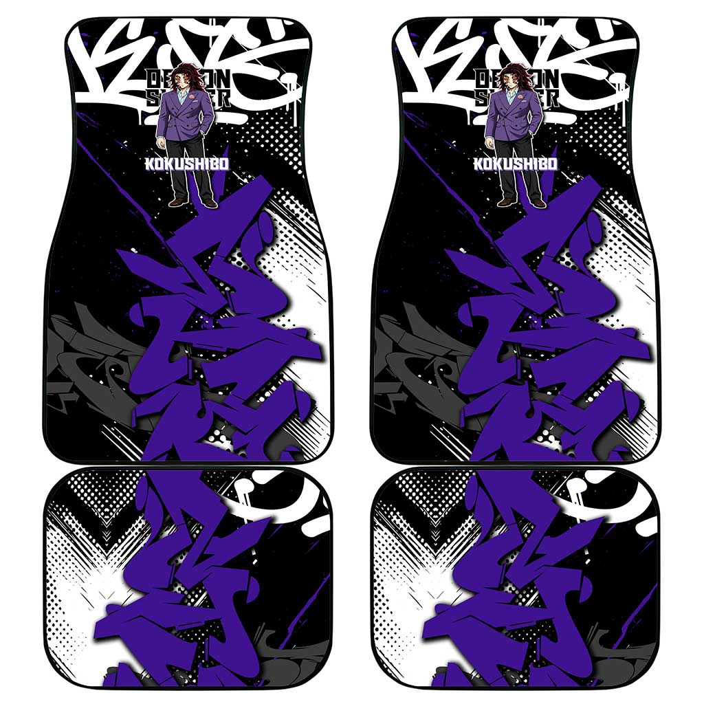 Kokushibo Demon Slayer Car Mats Purple & Black Graffiti Anime