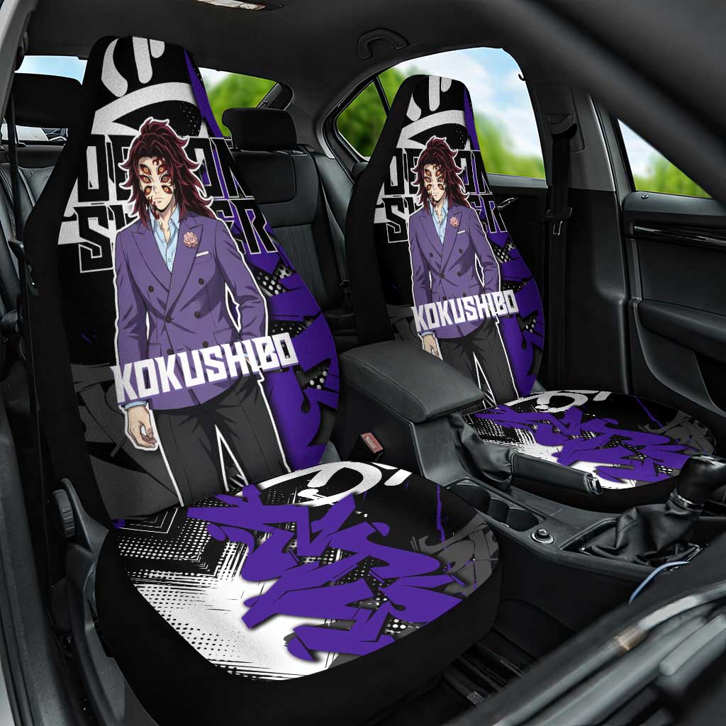 Kokushibo Demon Slayer Car Seat Cover Purple & Black Graffiti Anime
