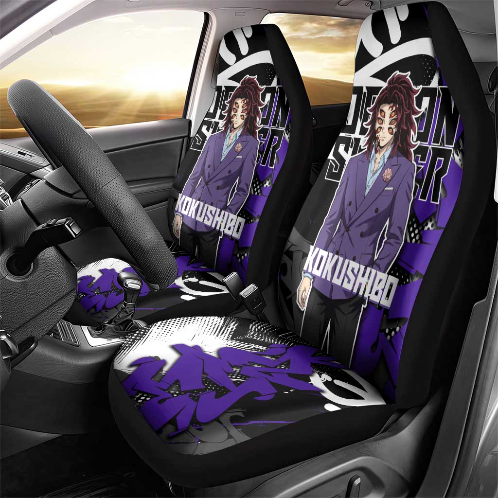 Kokushibo Demon Slayer Car Seat Cover Purple & Black Graffiti Anime