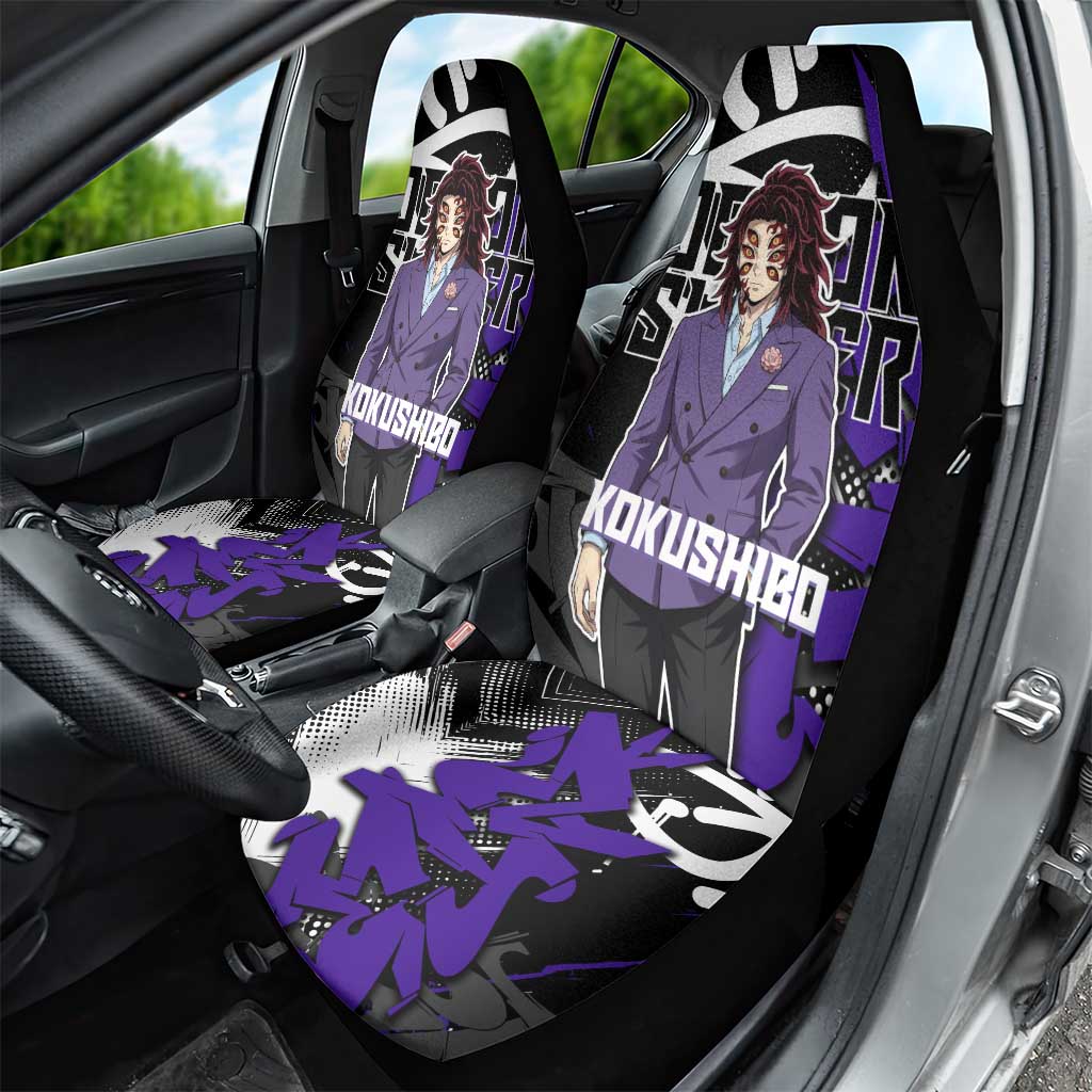 Kokushibo Demon Slayer Car Seat Cover Purple & Black Graffiti Anime