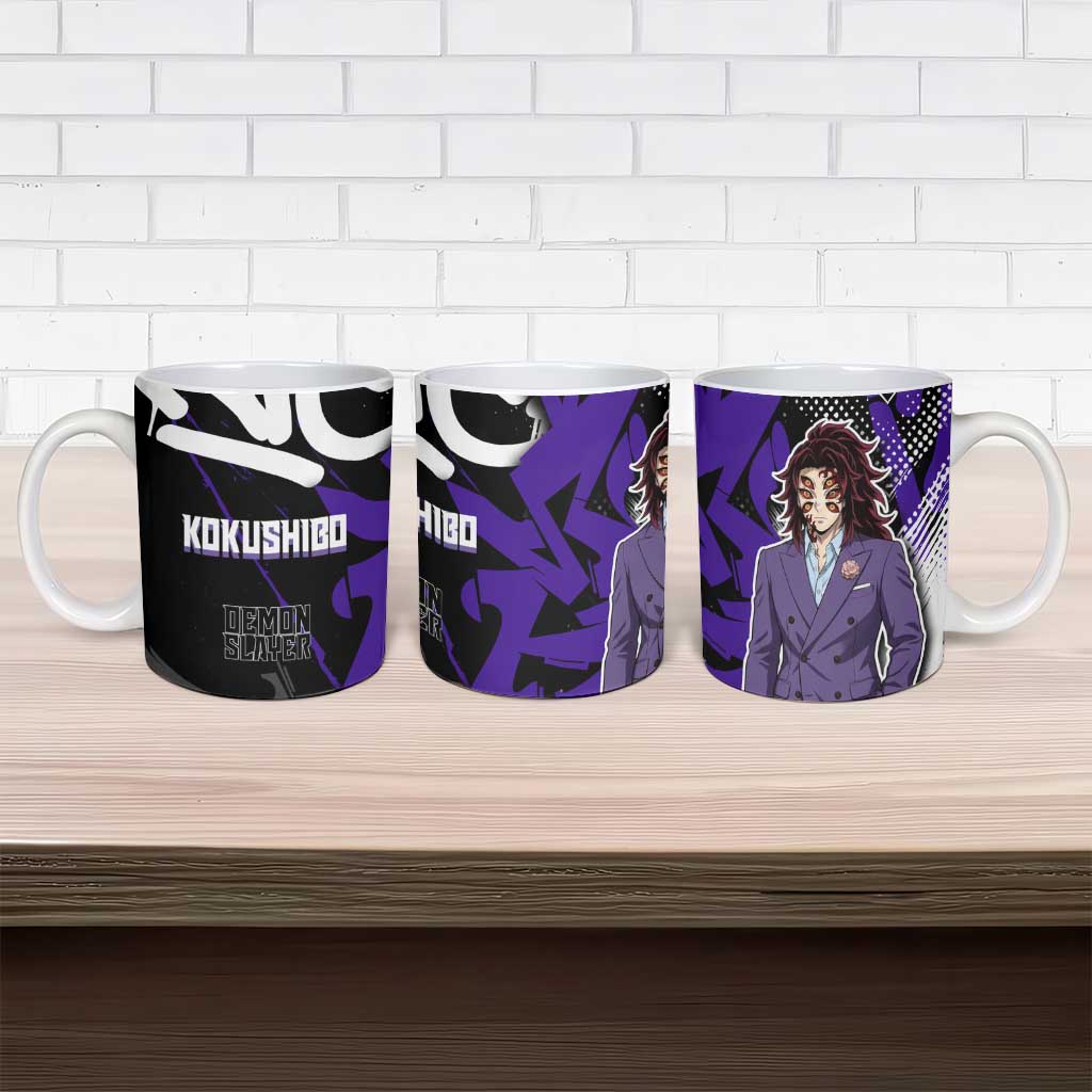 Kokushibo Demon Slayer Ceramic Mug Purple & Black Graffiti Anime
