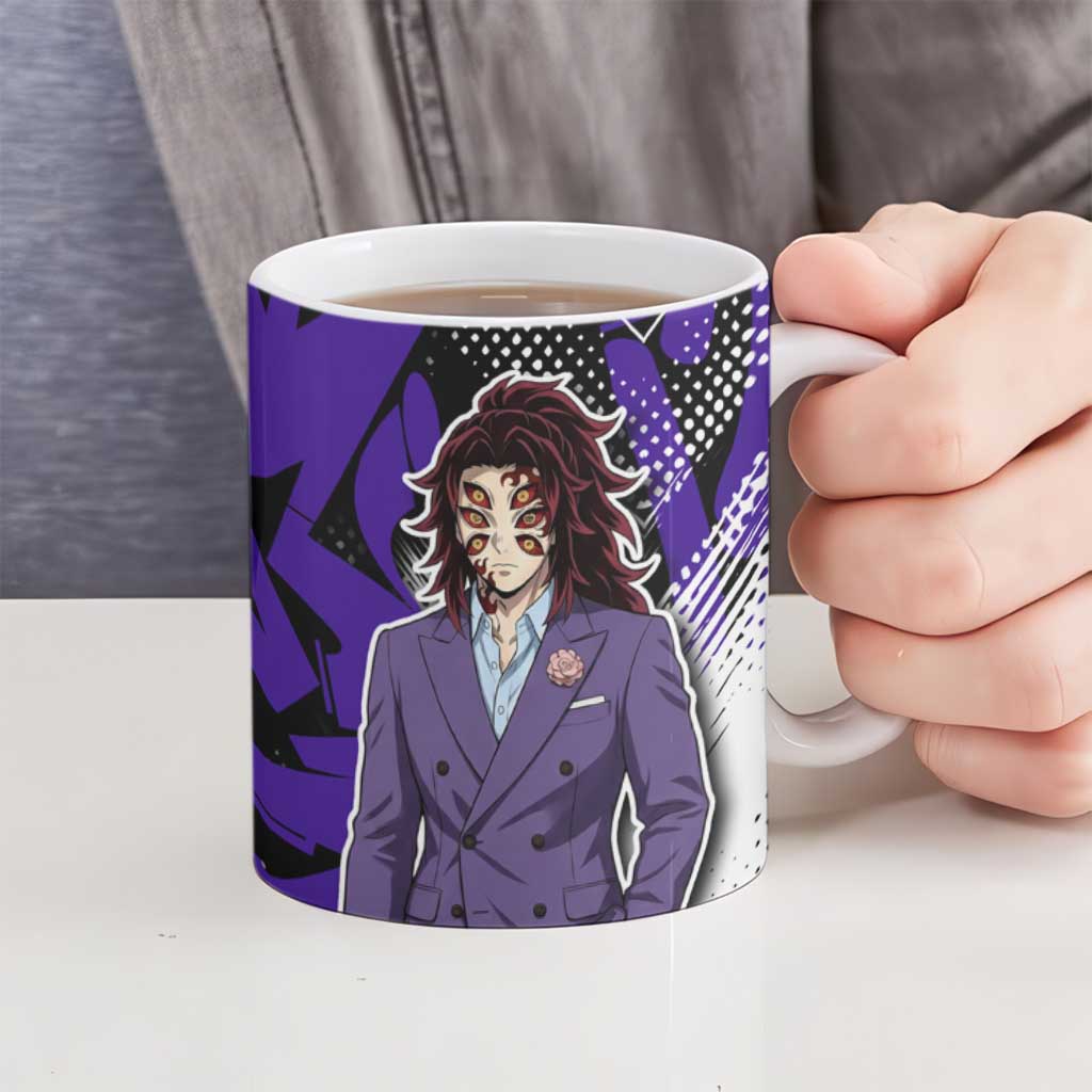 Kokushibo Demon Slayer Ceramic Mug Purple & Black Graffiti Anime