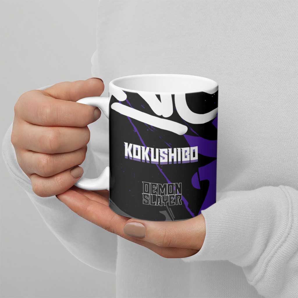 Kokushibo Demon Slayer Ceramic Mug Purple & Black Graffiti Anime