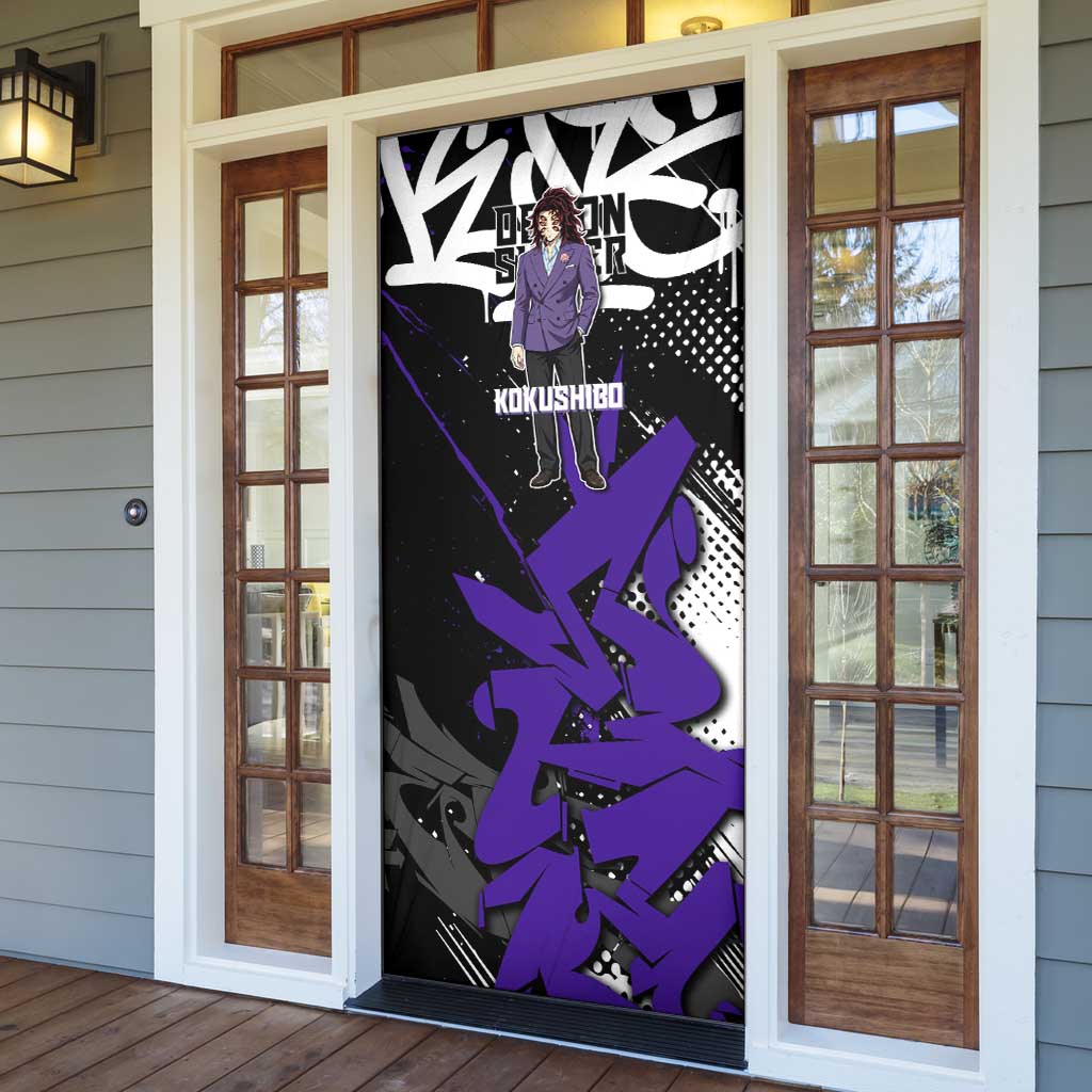 Kokushibo Demon Slayer Door Cover Purple & Black Graffiti Anime