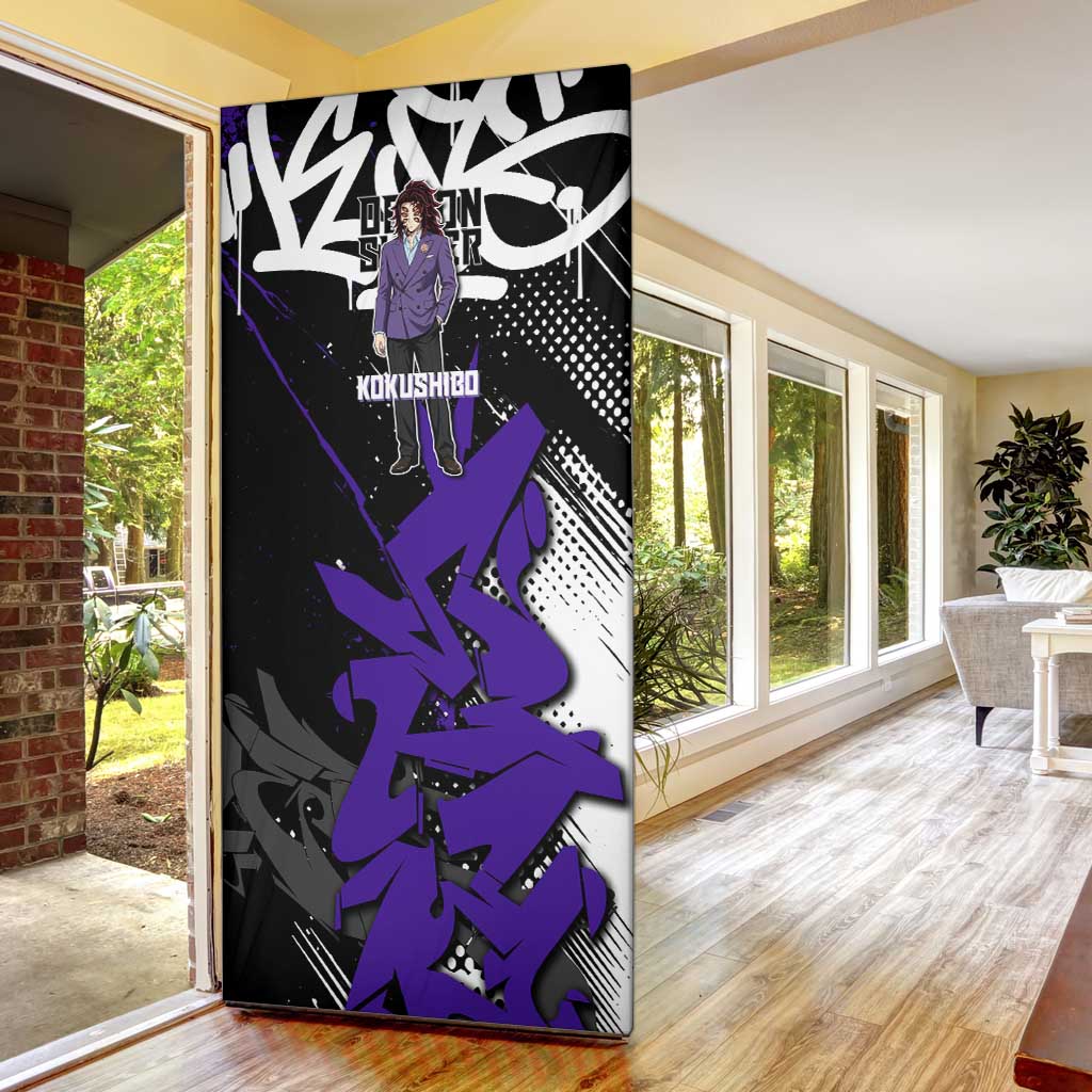 Kokushibo Demon Slayer Door Cover Purple & Black Graffiti Anime