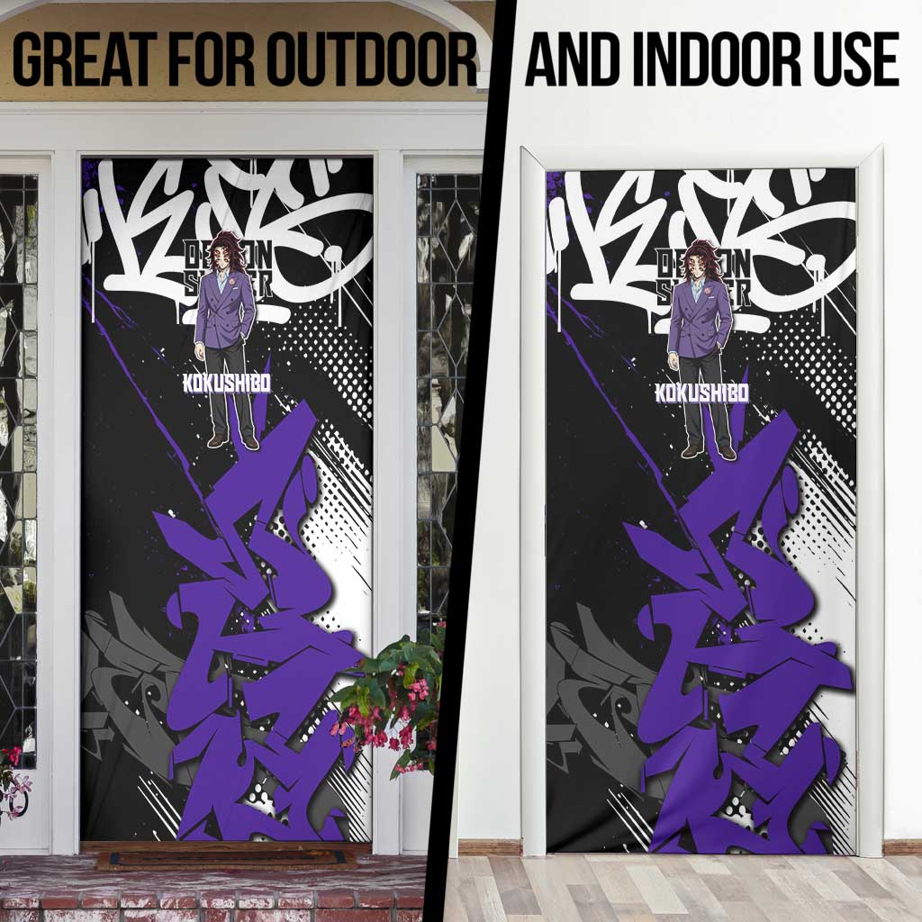 Kokushibo Demon Slayer Door Cover Purple & Black Graffiti Anime