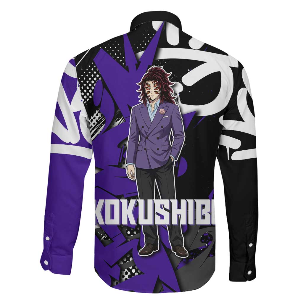 Kokushibo Demon Slayer Family Matching Mermaid Dress and Hawaiian Shirt Purple & Black Graffiti Anime
