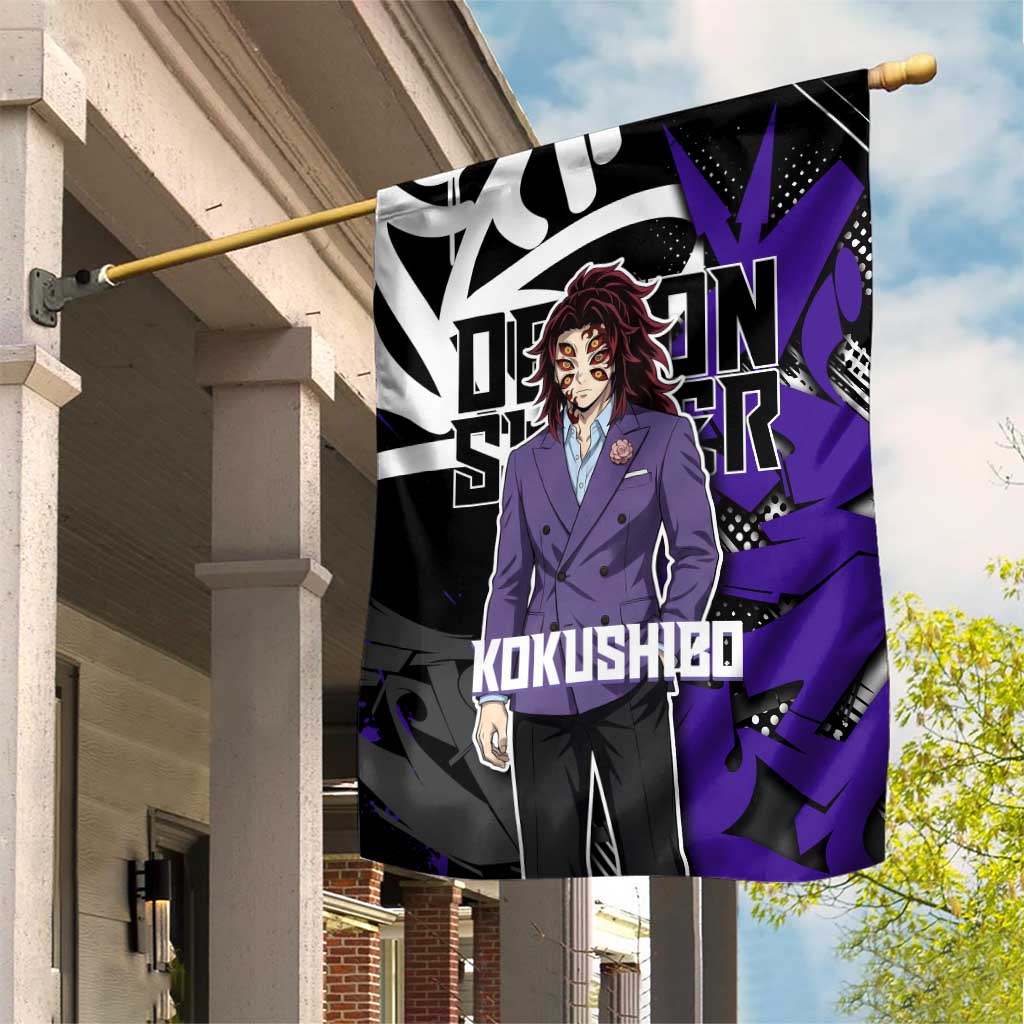 Kokushibo Demon Slayer Garden Flag Purple & Black Graffiti Anime