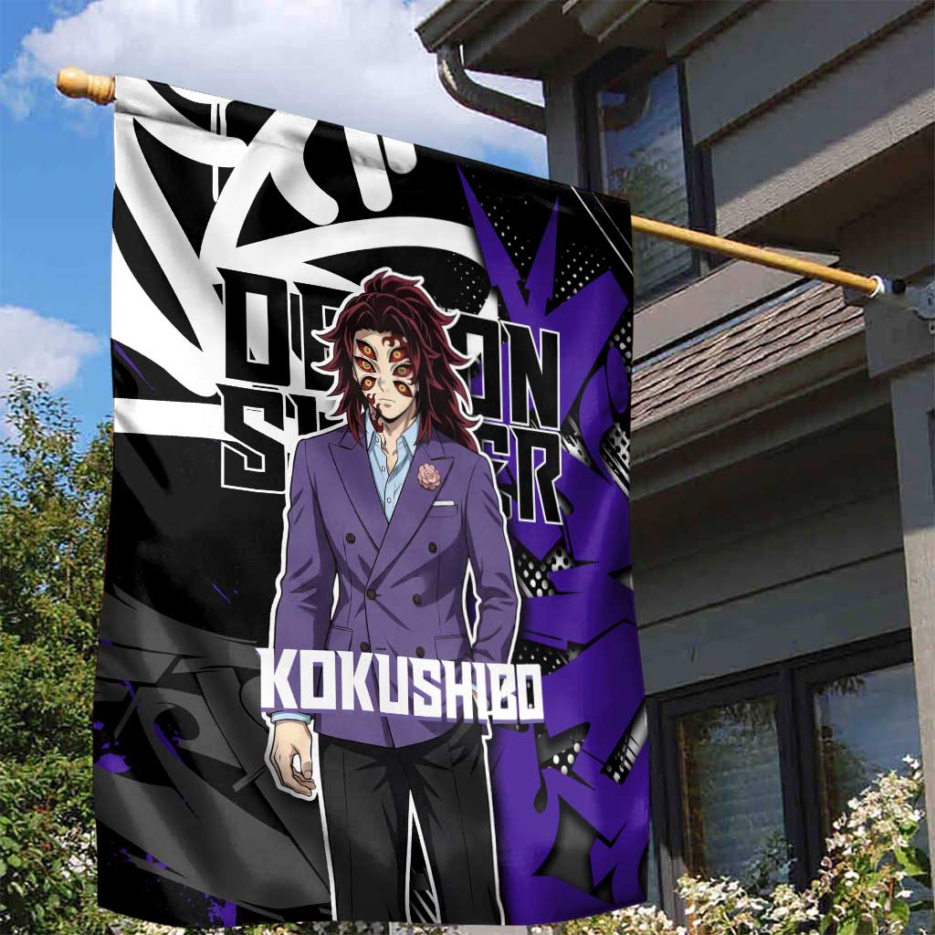 Kokushibo Demon Slayer Garden Flag Purple & Black Graffiti Anime