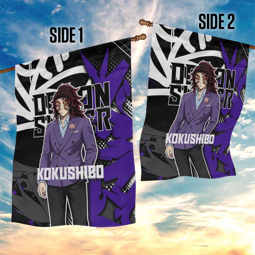 Kokushibo Demon Slayer Garden Flag Purple & Black Graffiti Anime