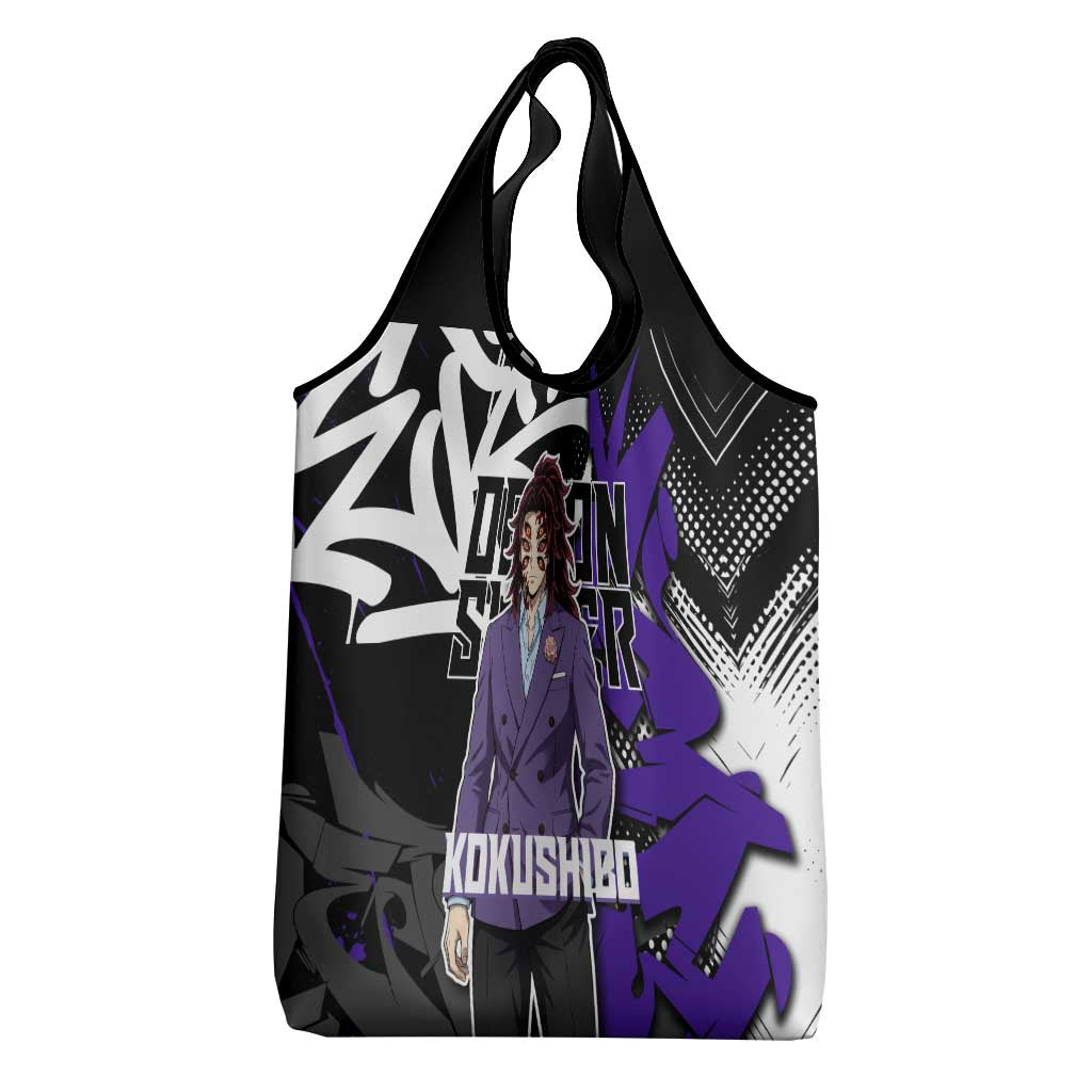 Kokushibo Demon Slayer Grocery Bag Purple & Black Graffiti Anime