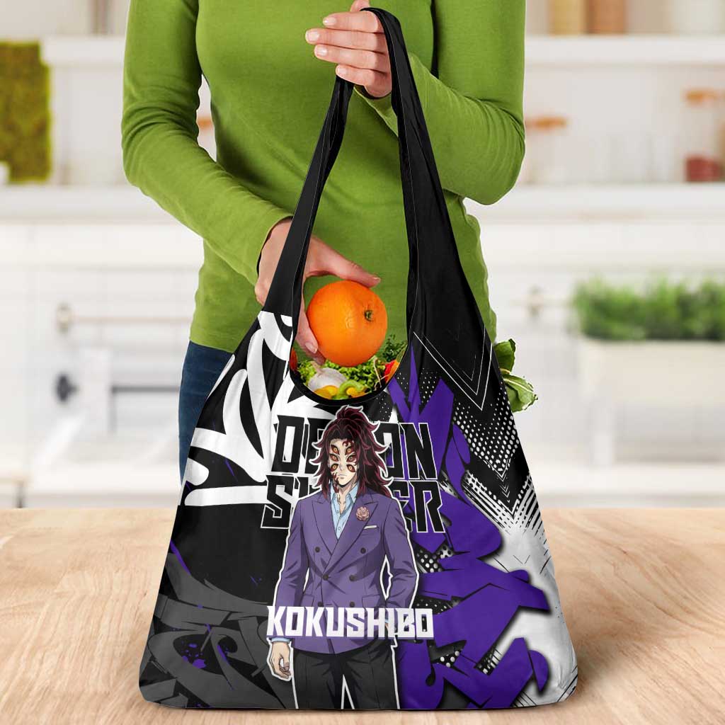 Kokushibo Demon Slayer Grocery Bag Purple & Black Graffiti Anime