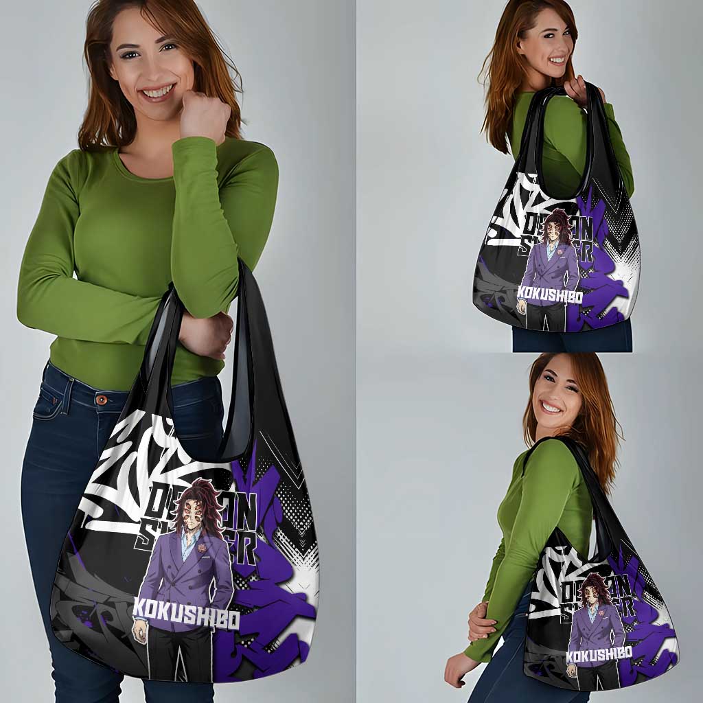 Kokushibo Demon Slayer Grocery Bag Purple & Black Graffiti Anime