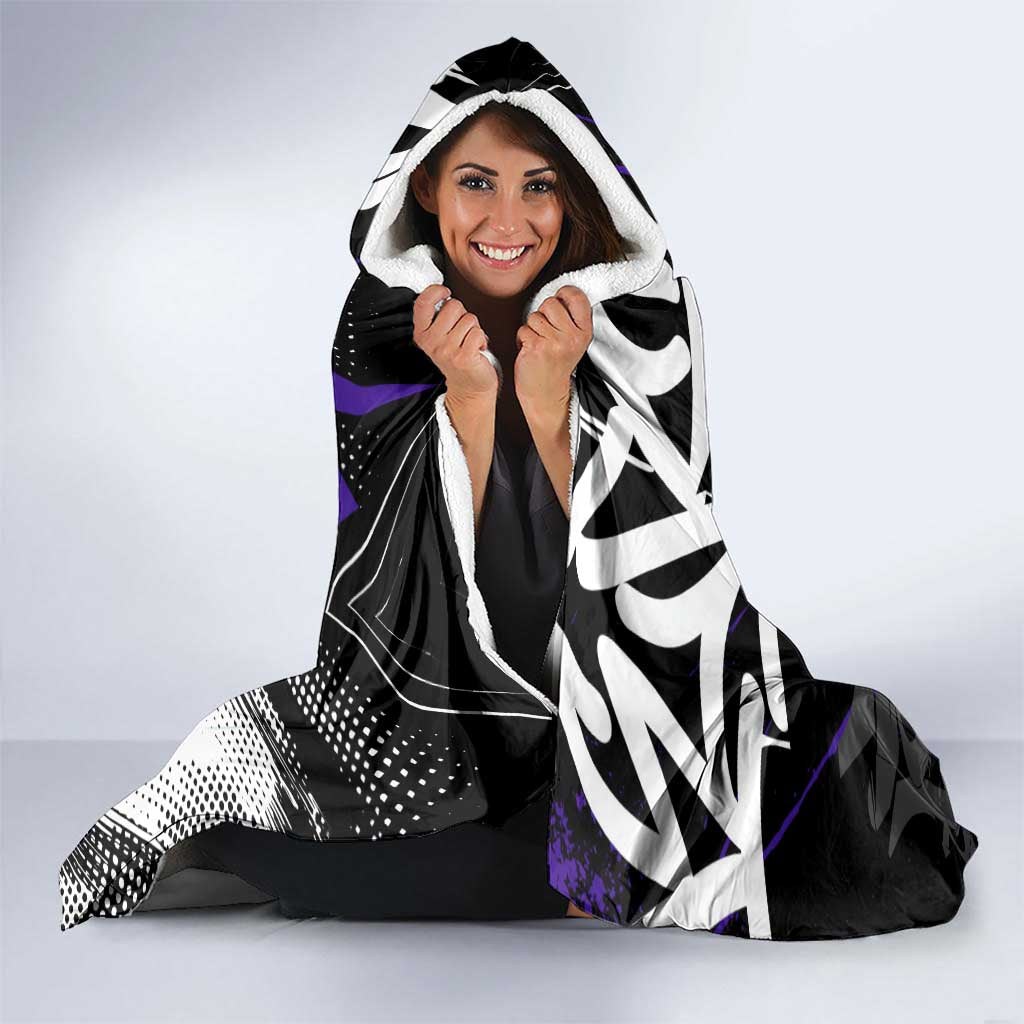 Kokushibo Demon Slayer Hooded Blanket Purple & Black Graffiti Anime