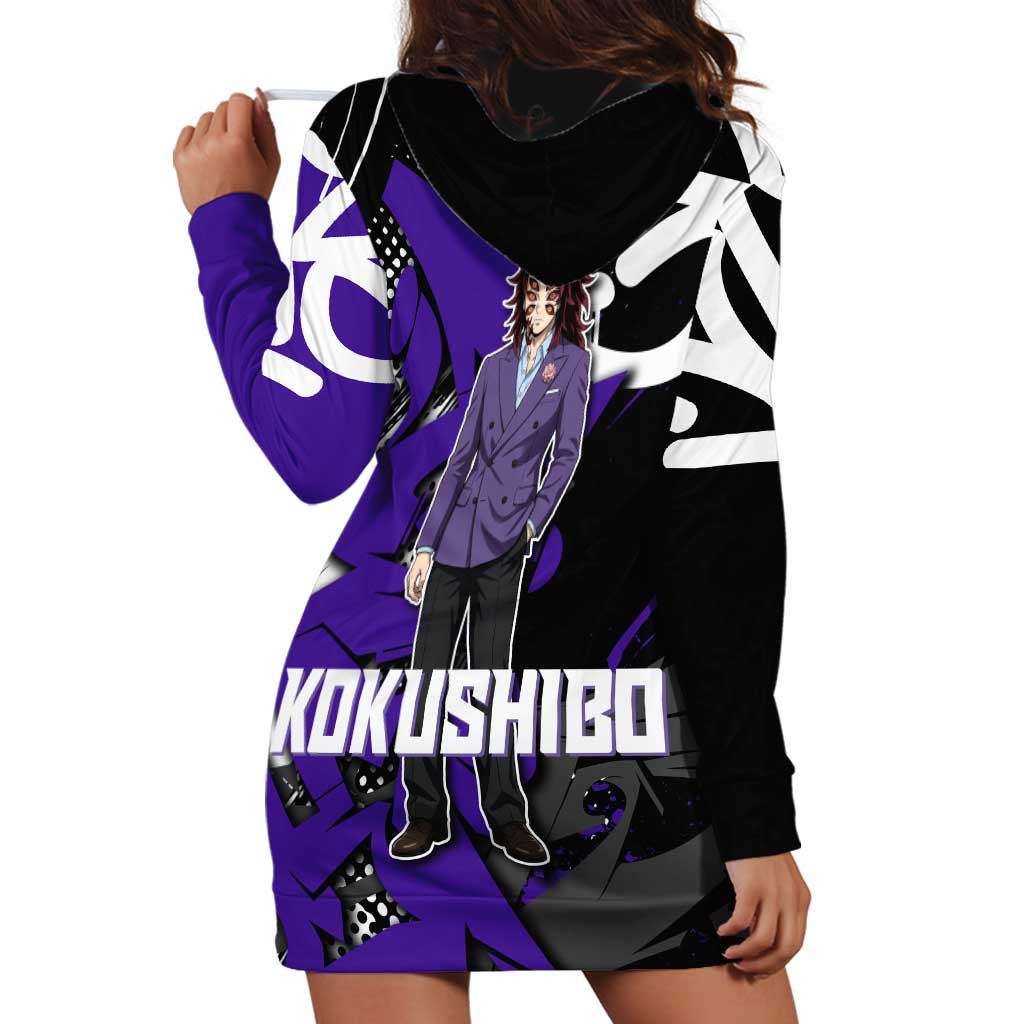 Kokushibo Demon Slayer Hoodie Dress Purple & Black Graffiti Anime