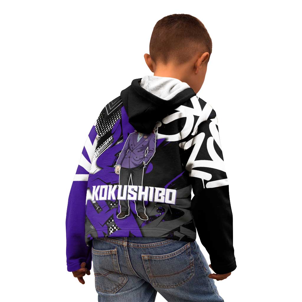 Kokushibo Demon Slayer Kid Hoodie Purple & Black Graffiti Anime