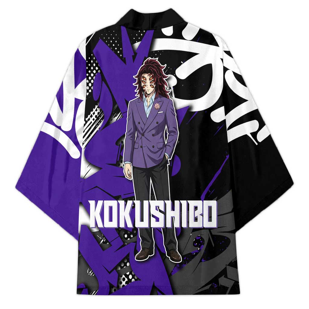 Kokushibo Demon Slayer Kimono Purple & Black Graffiti Anime
