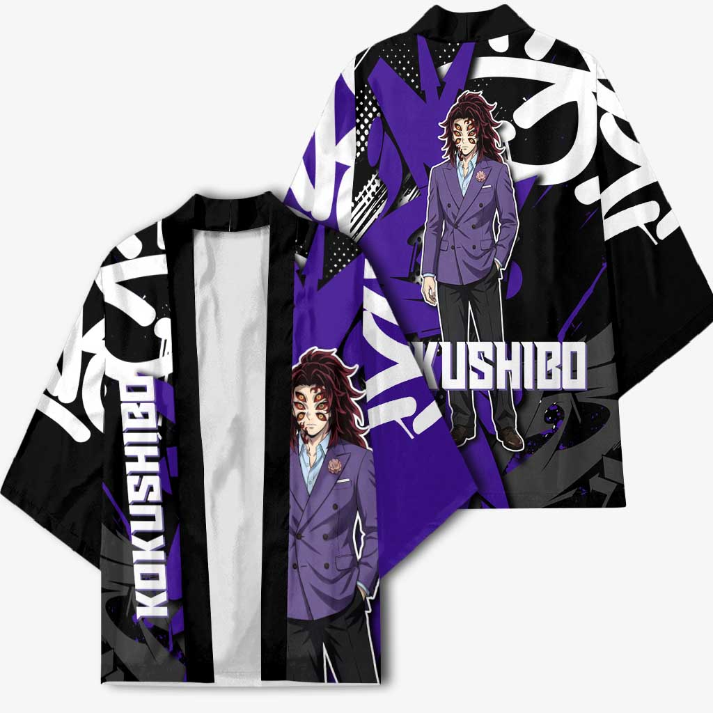 Kokushibo Demon Slayer Kimono Purple & Black Graffiti Anime