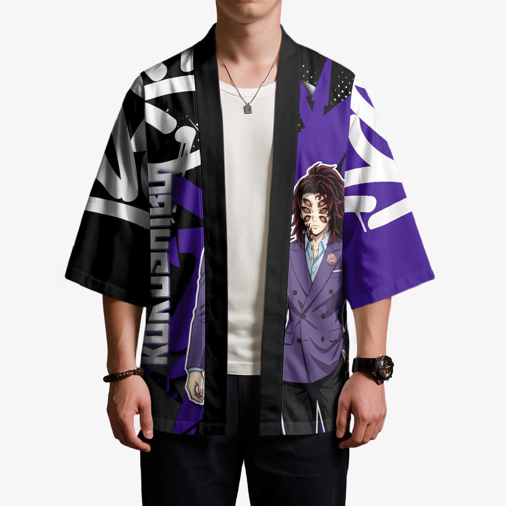 Kokushibo Demon Slayer Kimono Purple & Black Graffiti Anime