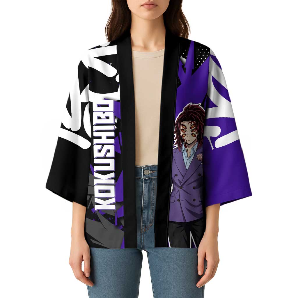 Kokushibo Demon Slayer Kimono Purple & Black Graffiti Anime