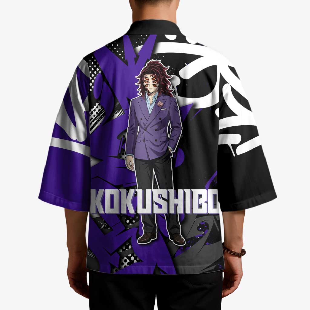 Kokushibo Demon Slayer Kimono Purple & Black Graffiti Anime