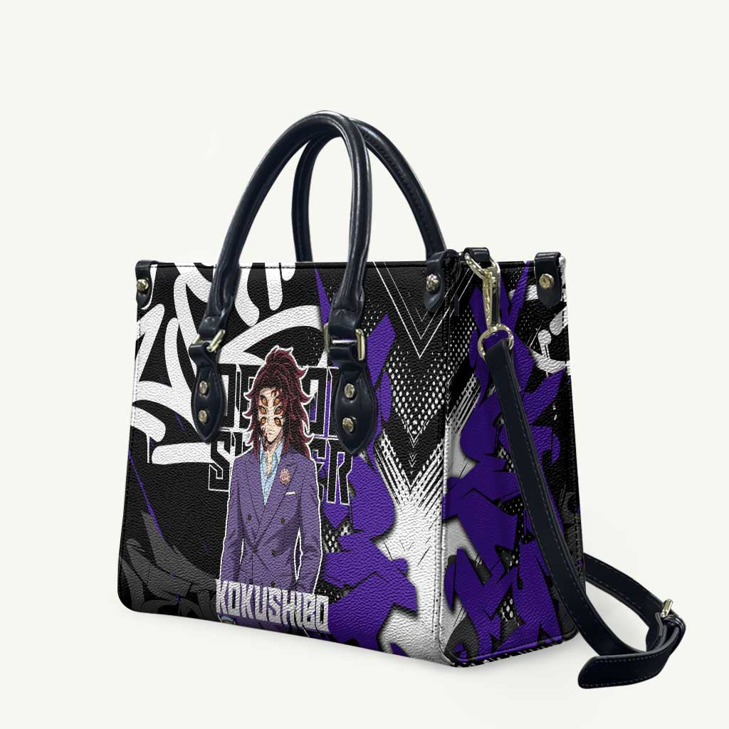 Kokushibo Demon Slayer Leather Bag Purple & Black Graffiti Anime