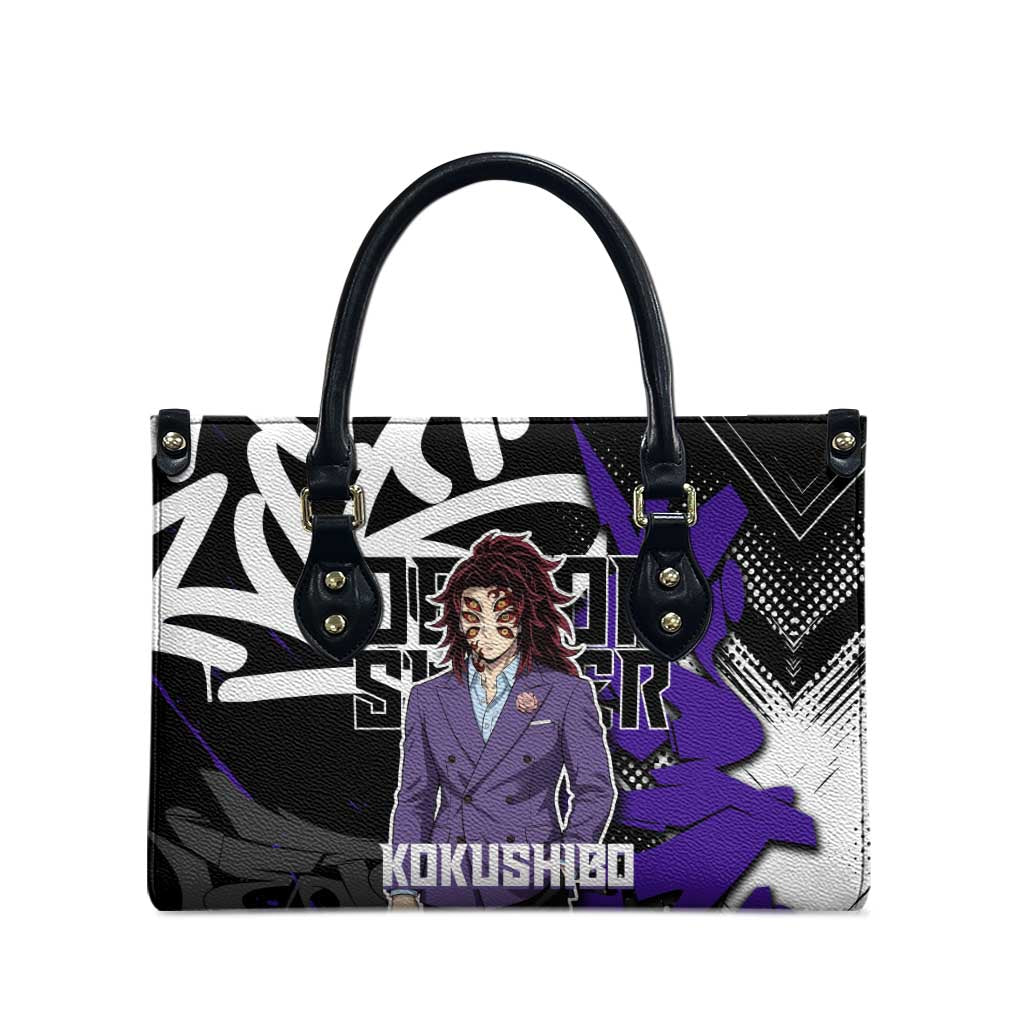 Kokushibo Demon Slayer Leather Bag Purple & Black Graffiti Anime